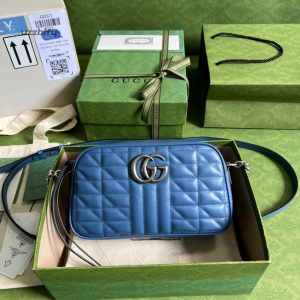Gucci Marmont Matelasse Shoulder Bag Blue For Women Womens Bags 9.5In24cm Gg 634936 Um8bf 4340