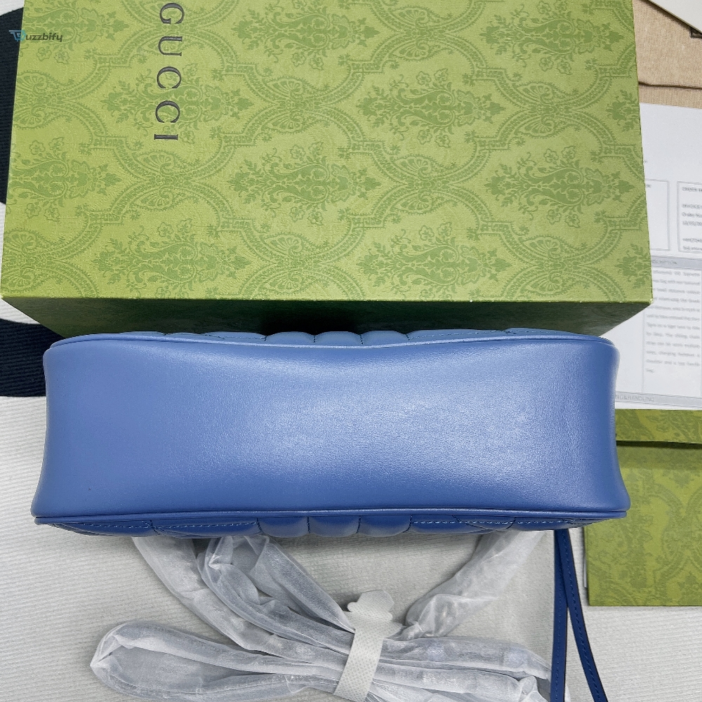 Gucci Marmont Matelasse Shoulder Bag Blue For Women, Women’s Bags 9.5in/24cm GG 634936 UM8BF 4340 