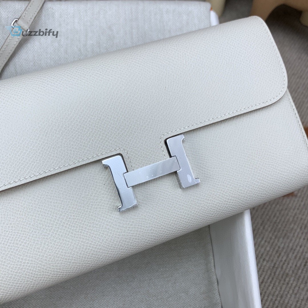 Hermes Constance Long Togo Wallet White Silver Toned Hardware Bag For Women Womens Handbags Shoulder Bags 8.1In21cm