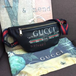 Gucci Print Waist Belt Bag Black For Women And Men 15In39cm Gg 530412