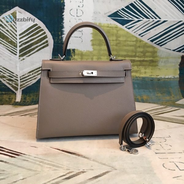 hermes kelly 25 sellier epsom gris asphalt bag for women silver toned hardware womens handbags shoulder bags 10in25cm buzzbify 1