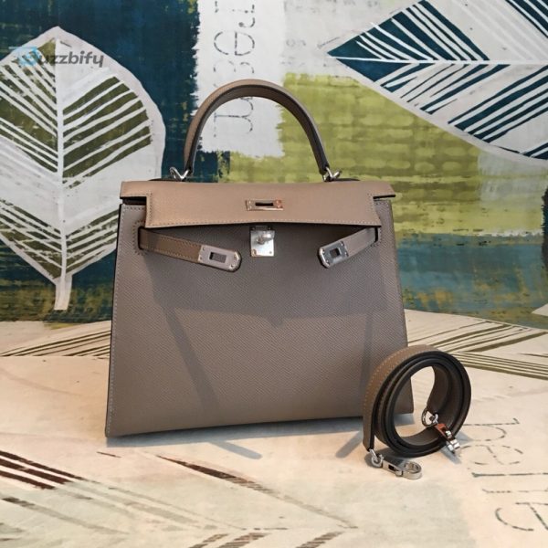 hermes kelly 25 sellier epsom gris asphalt bag for women silver toned hardware womens handbags shoulder bags 10in25cm buzzbify 1 2