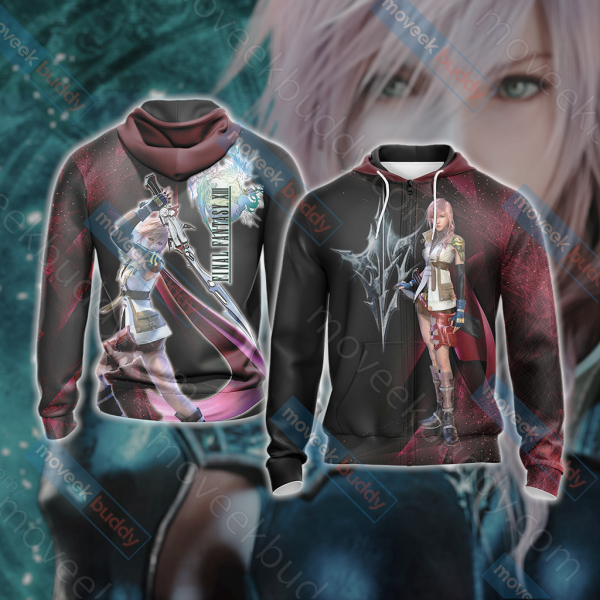 Final Fantasy XIII - Lightning Unisex 3D T-shirt Zip Hoodie S