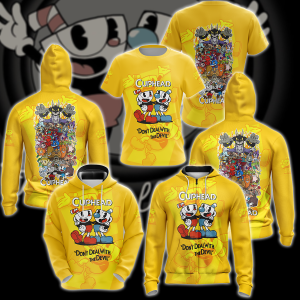 Cuphead Video Game 3D All Over Print T-shirt Tank Top Zip Hoodie Pullover Hoodie Hawaiian Shirt Beach Shorts Jogger   