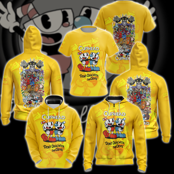 Cuphead Video Game 3D All Over Print T-shirt Tank Top Zip Hoodie Pullover Hoodie Hawaiian Shirt Beach Shorts Jogger