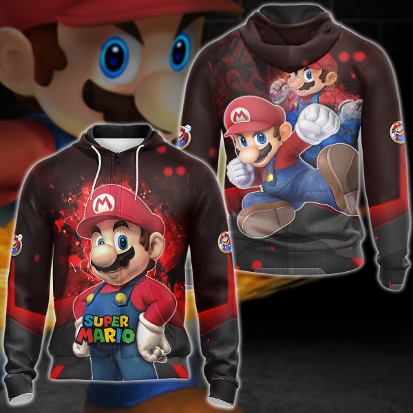 Super Mario Video Game 3D All Over Print T-shirt Tank Top Zip Hoodie Pullover Hoodie Hawaiian Shirt Beach Shorts Jogger Zip Hoodie S