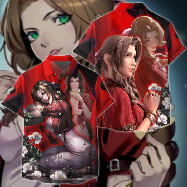 Final Fantasy VII Aerith Gainsborough Video Game 3D All Over Print T-shirt Tank Top Zip Hoodie Pullover Hoodie Hawaiian Shirt Beach Shorts Jogger Hawaiian Shirt S