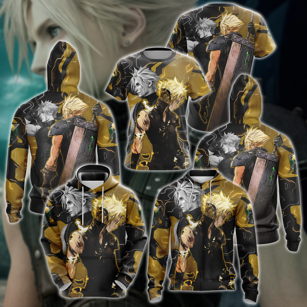 Final Fantasy VII Cloud Strife Video Game 3D All Over Print T-shirt Tank Top Zip Hoodie Pullover Hoodie Hawaiian Shirt Beach Shorts Jogger