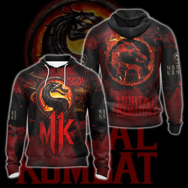 Mortal Kombat All Over Print T-shirt Tank Top Zip Hoodie Pullover Hoodie Hawaiian Shirt Zip Hoodie S