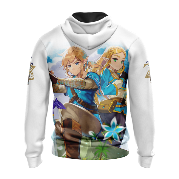 Link and Zelda The Legend of Zelda All Over Print T-shirt Tank Top Zip Hoodie Pullover Hoodie