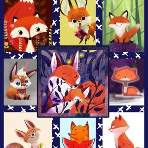 Cute Fox Complication 3D Throw Blanket