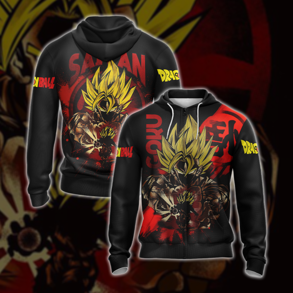 Dragon Ball Son Goku Super Saiyan Unisex 3D Zip Up Hoodie