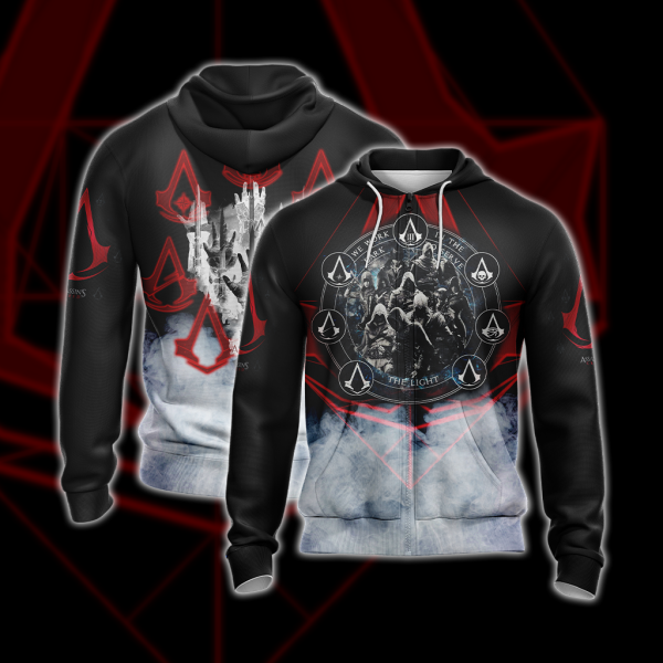 Assassin's Creed We Work In The Dark To Serve The Light Unisex Zip Up Hoodie