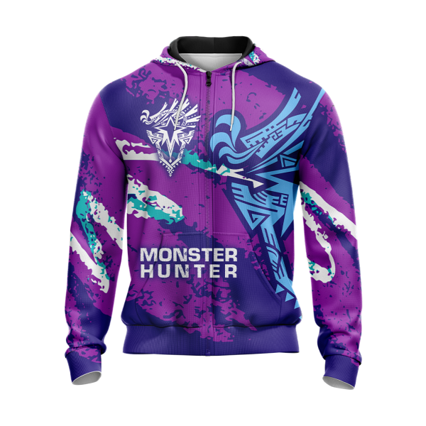 Monster Hunter World Iceborne - Logo Unisex 3D Zip Up Hoodie