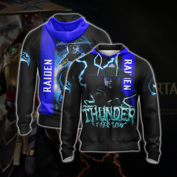 Mortal Kombat Raiden Unisex 3D Zip Up Hoodie