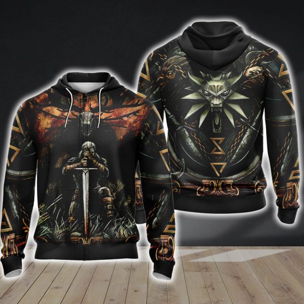 Witcher Symbol Unisex 3D Zip Up Hoodie