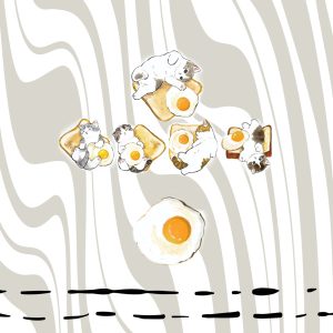 Cute Cat Fried Egg 3D Apron