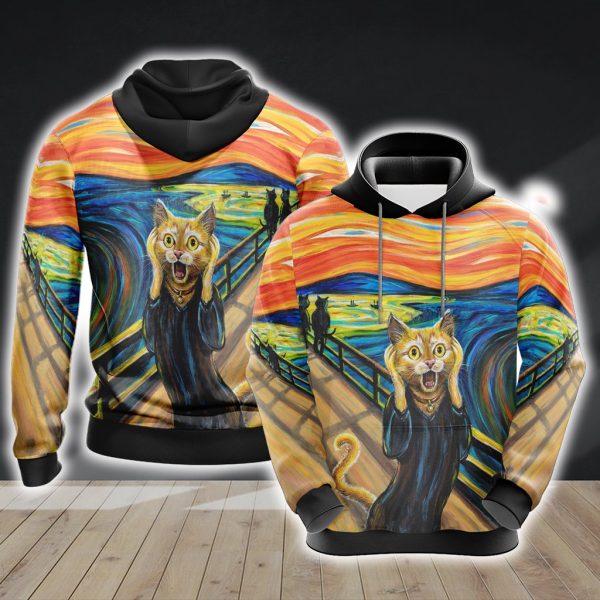 The Scream Cat Unisex 3D Hoodie