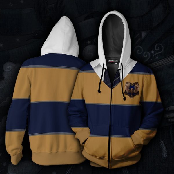 Striped Ravenclaw Harry Potter New Zip Up Hoodie