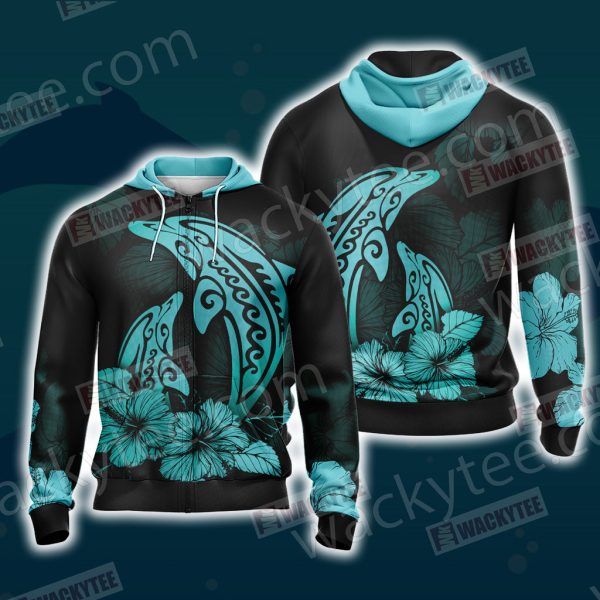 Dolphin Mandala Zip Up Hoodie