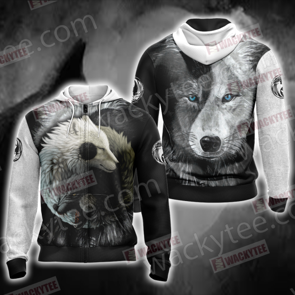 Yin Yang Wolf Zip Up Hoodie