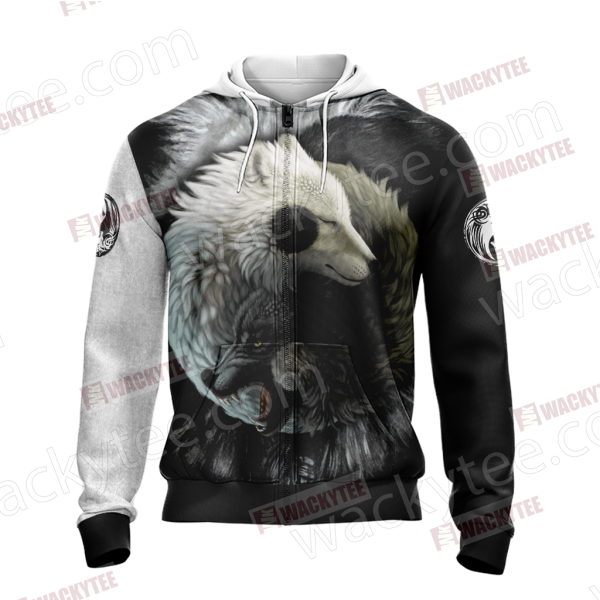 Yin Yang Wolf Zip Up Hoodie