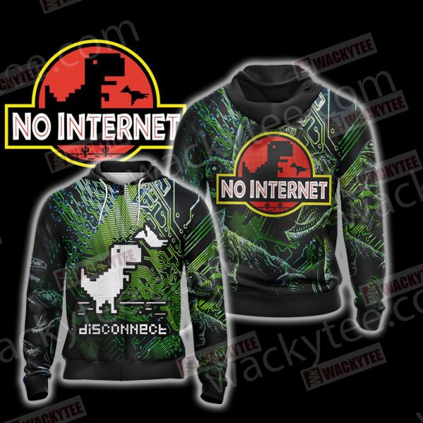 No Internet - Jurassic Park Zip Up Hoodie