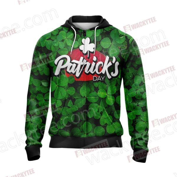 Saint Patricks Day Typography Zip Up Hoodie