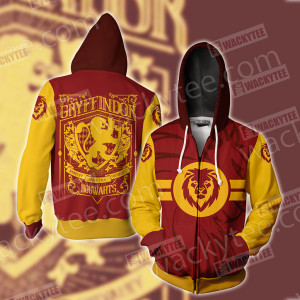 Harry Potter Brave Like A Gryffindor Wacky Style Zip Up Hoodie