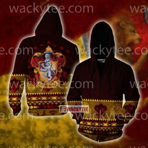 Brave Like A Gryffindor Harry Potter Wacky Style Zip Up Hoodie