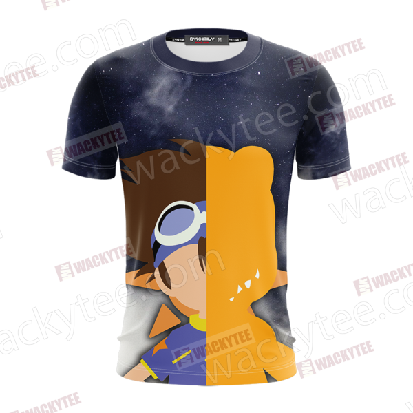 Digimon Yagami Taichi And Agumon Minimalist Unisex 3D T-shirt