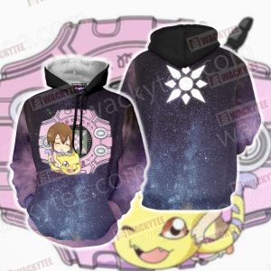 Digimon Hikari And Nyaromon 3D Hoodie