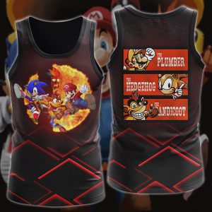 Mario Sonic Crash The Plumber The Hedgehog And The Bandicoot Video Game 3D All Over Printed T-shirt Tank Top Zip Hoodie Pullover Hoodie Hawaiian Shirt Beach Shorts Jogger Tank Top S 