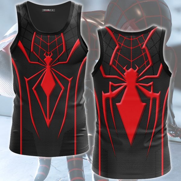 Spider-Man 2 Miles Morales T.R.A.C.K Black Suit Cosplay Video Game All Over Printed T-shirt Tank Top Zip Hoodie Pullover Hoodie Hawaiian Shirt Beach Shorts Joggers Tank Top S