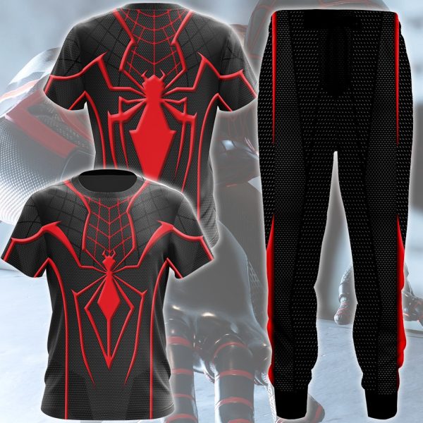 Spider-Man 2 Miles Morales T.R.A.C.K Black Suit Cosplay Video Game All Over Printed T-shirt Tank Top Zip Hoodie Pullover Hoodie Hawaiian Shirt Beach Shorts Joggers