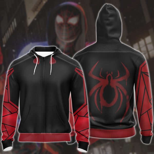 Spider-Man 2 Miles Morales The End Suit Cosplay Video Game All Over Printed T-shirt Tank Top Zip Hoodie Pullover Hoodie Hawaiian Shirt Beach Shorts Joggers Zip Hoodie S