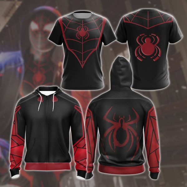 Spider-Man 2 Miles Morales The End Suit Cosplay Video Game All Over Printed T-shirt Tank Top Zip Hoodie Pullover Hoodie Hawaiian Shirt Beach Shorts Joggers T-shirt S