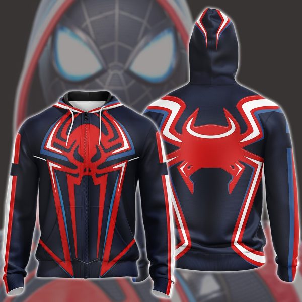 Spider-Man 2 Miles Morales 2099 Suit Cosplay Video Game All Over Printed T-shirt Tank Top Zip Hoodie Pullover Hoodie Hawaiian Shirt Beach Shorts Joggers Zip Hoodie S