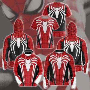 Spider-Man 2 Peter Parker Advanced Suit 2.0 Red & Black Cosplay Video Game All Over Printed T-shirt Tank Top Zip Hoodie Pullover Hoodie Hawaiian Shirt Beach Shorts Joggers   