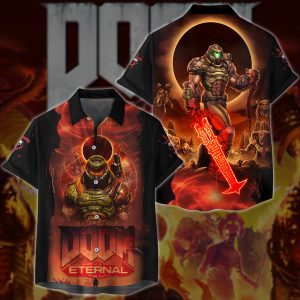Doom Eternal Video Game All-Over T-shirt Hoodie Tank Top Hawaiian Shirt Beach Shorts Joggers Hawaiian Shirt S 