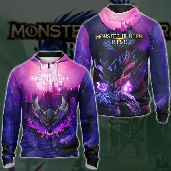 Monster Hunter Rise Video Game 3D All Over Printed T-shirt Tank Top Zip Hoodie Pullover Hoodie Hawaiian Shirt Beach Shorts Jogger Zip Hoodie S