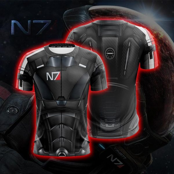 Mass Effect N7 Armor Cosplay Unisex 3D T-shirt Version 1 S