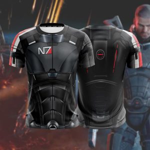 Mass Effect N7 Armor Cosplay Unisex 3D T-shirt Version 2 S 