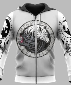 Fenrir Yin Yang Wolf Viking Hoodie zip