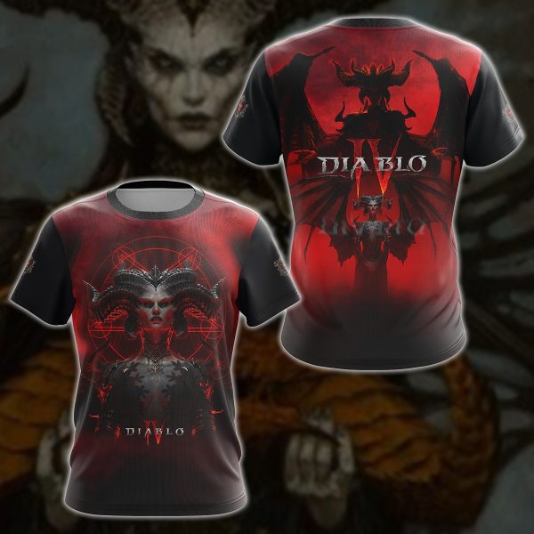 Diablo IV Lilith Video Game 3D All Over Printed T-shirt Tank Top Zip Hoodie Pullover Hoodie Hawaiian Shirt Beach Shorts Jogger T-shirt S