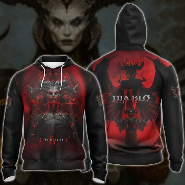 Diablo IV Lilith Video Game 3D All Over Printed T-shirt Tank Top Zip Hoodie Pullover Hoodie Hawaiian Shirt Beach Shorts Jogger Zip Hoodie S