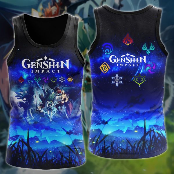 Genshin Impact Video Game 3D All Over Printed T-shirt Tank Top Zip Hoodie Pullover Hoodie Hawaiian Shirt Beach Shorts Jogger Tank Top S