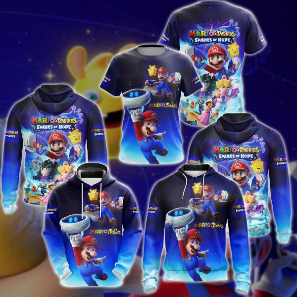 Mario + Rabbids Sparks of Hope Video Game 3D All Over Printed T-shirt Tank Top Zip Hoodie Pullover Hoodie Hawaiian Shirt Beach Shorts Jogger