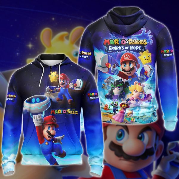 Mario + Rabbids Sparks of Hope Video Game 3D All Over Printed T-shirt Tank Top Zip Hoodie Pullover Hoodie Hawaiian Shirt Beach Shorts Jogger Zip Hoodie S