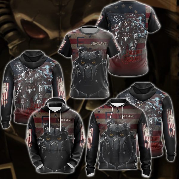 Fallout Enclave Video Game 3D All Over Printed T-shirt Tank Top Zip Hoodie Pullover Hoodie Hawaiian Shirt Beach Shorts Jogger